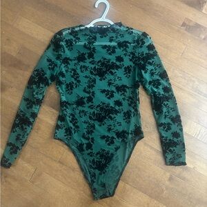 Floral Green and Black bodysuit